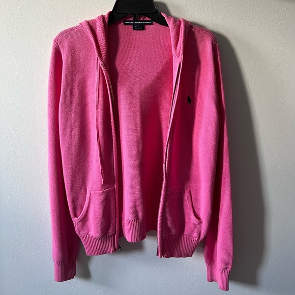 Ralph Lauren Sport Pink Knit Zip Up Sweater - Picture 1 of 5